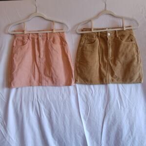 91 Cotton On Women's Corduroy Mini Skirt Bundle Size 6‎ Pink and Tan